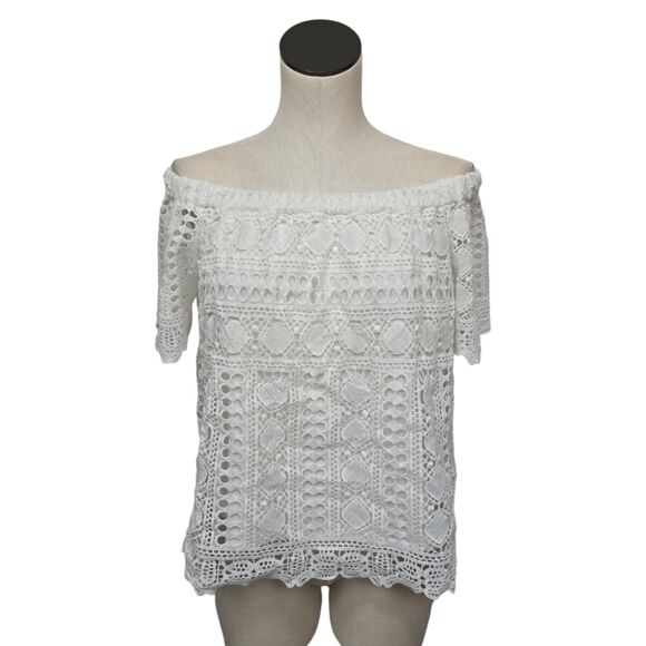 NWT Sunday In Brooklyn Anthropologie Off The Shoulder Lace Eyelet Top Size Small - Picture 1 of 11